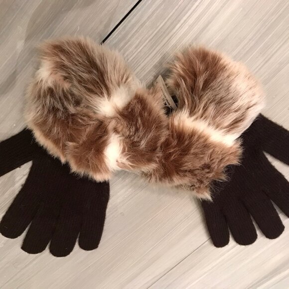 Parkhurst Ladies Brown Wool Gloves With A Faux Fur Trim - Picture 1 of 2